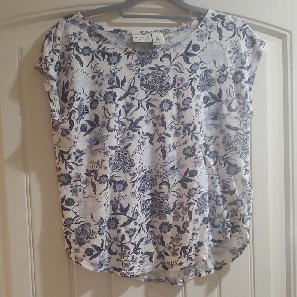 Floral Blue and White Women's Top